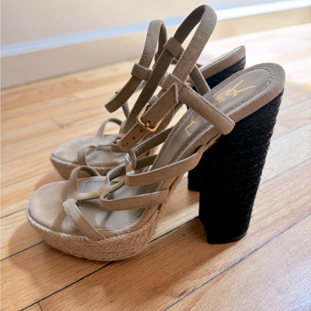 YSL T-Strap Suede Sandal